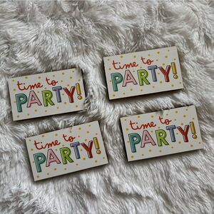 Wood Time to Party Decor Blocks Bundle of 4 Celebration Birthday Event Celebrate